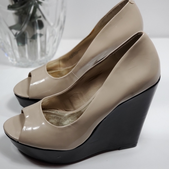 New Jessica Simpson Open-Toe Slip On Nude Wedges - Picture 4 of 8